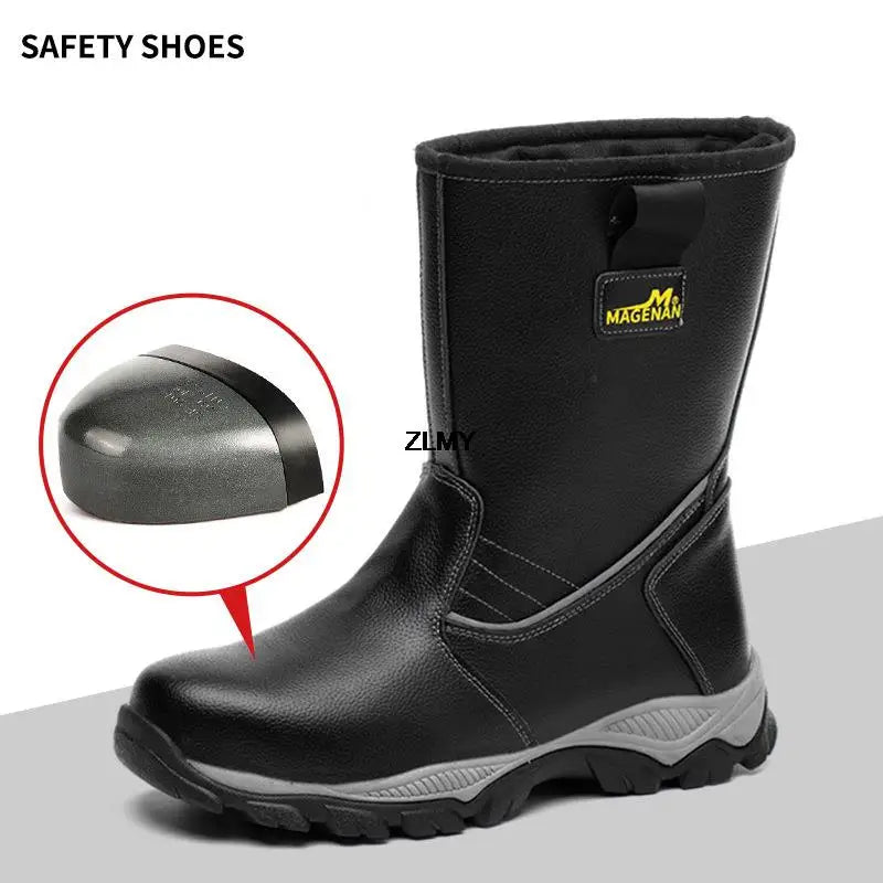 Oil Proof Safety Shoes For Men High Top Work Shoes Steel Toe Anti-stab Anti-smash Work Safety Boots Man Welder Shoes Anti-spark