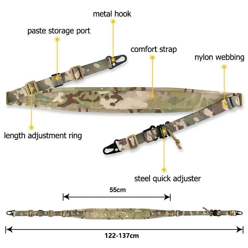 Tactical Rifle Strap 2 Point Sling Shotgun Belt Quick Adjustable Gun Sling Padded Shooting Shoulder Straps Hunting Accessories