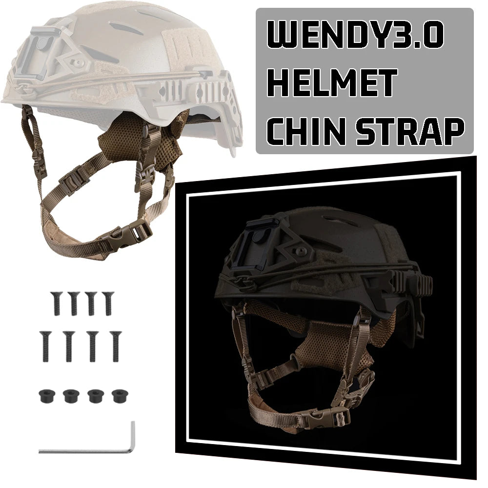 Tactical Helmet Chin Strap for Wendy Helmet Adjustable Tactical Helmet Dial Suspension System Chin Strap with Bolts and Screws