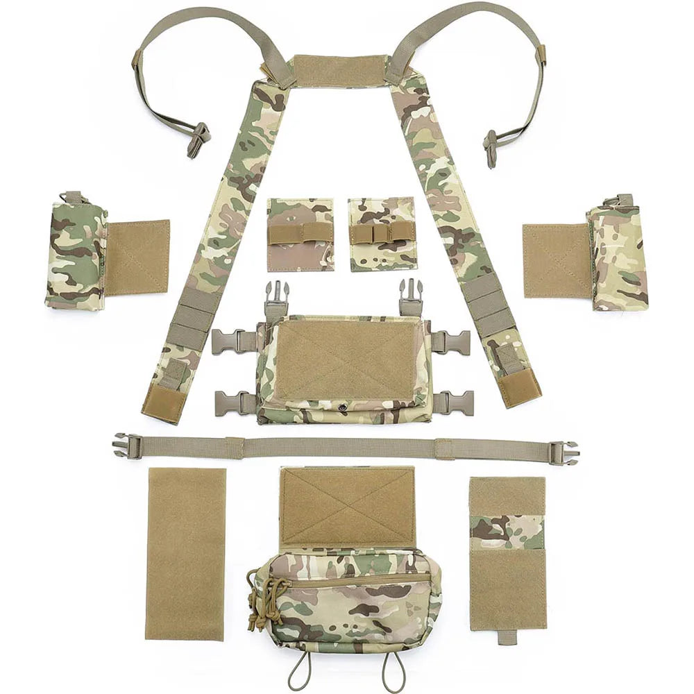 Outdoor Tactical Vest With MultiFunctional MOLLE Multi-Pocket Quick Release Chest Rig For Hiking Camping Training