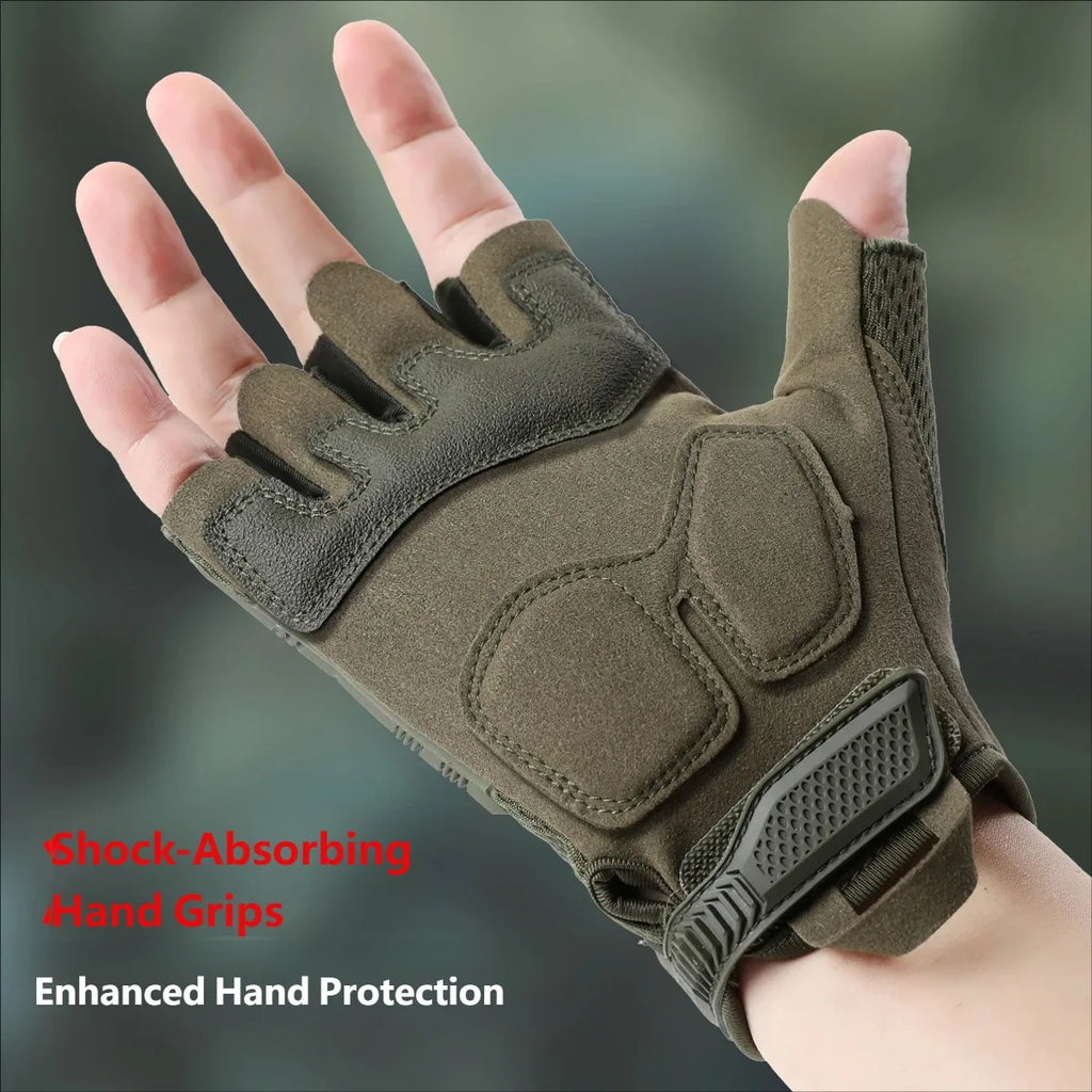 CHRLCK Men's Non-Slip Cycling Tactics Gloves Wear-resistant Motorcycle Gloves Anti-Scratch Riding Fishing Training Gloves
