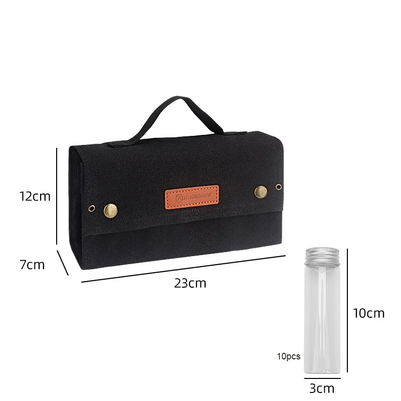 Portable Canvas Spice Storage Bag 10Pcs Seasoning Bottles Outdoor Camping BBQ Travel Condiment Container Organizer Kit