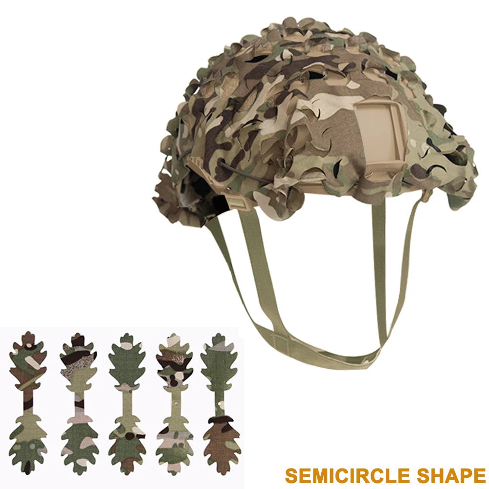 3D Camo Laser Cut Leaf Shape Airsoft Helmet Cover Mesh Helmet Cloth Paintball Paratrooper Hunting Airsoft Helmet Accessories