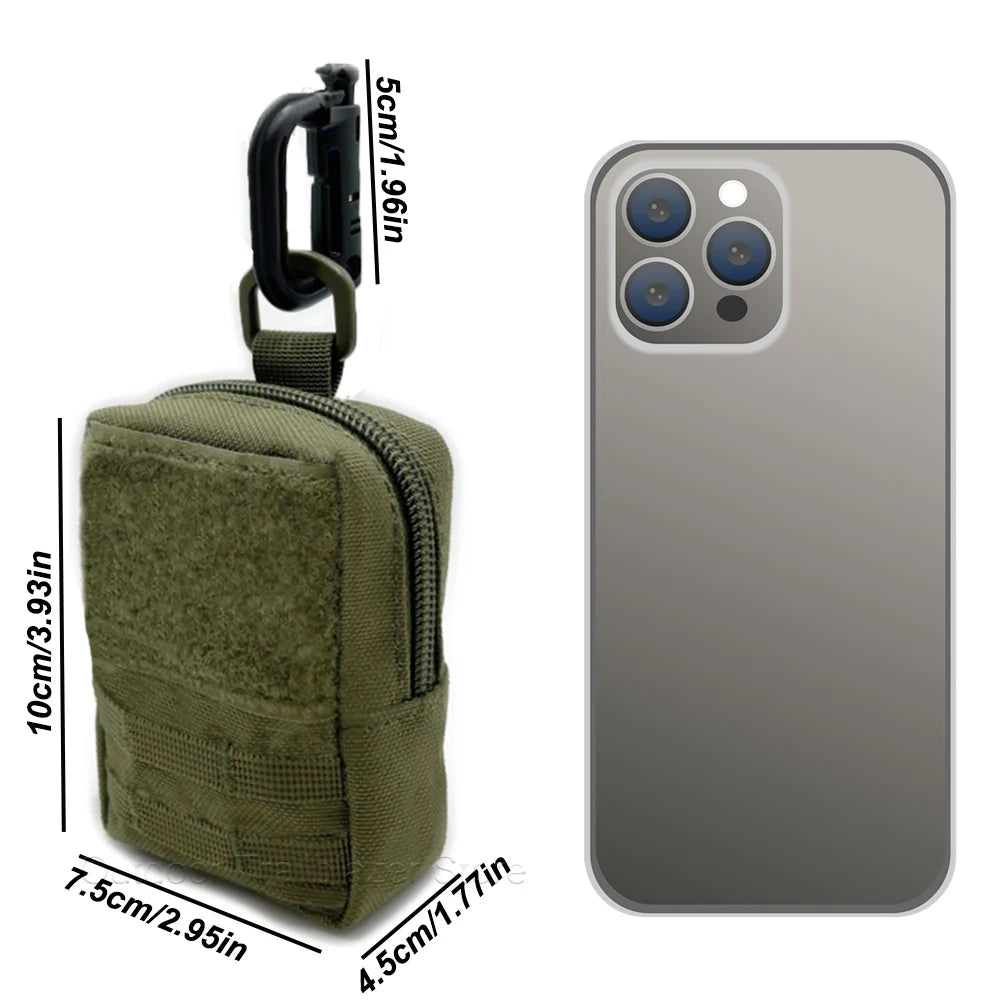 Tactical Mini MOLLE Pouch Compact Utility EDC Battery Cigarette Case Card Slot Waist Bags For Hunting Trekking Running Camping