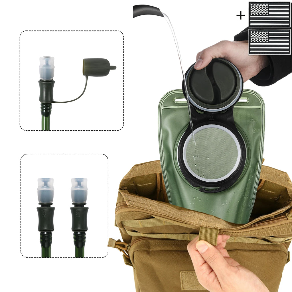 Outdoor Hunting Water Bag Set 2L Large Capacity Drinking Water Bag Portable Water Storage Bag for Hiking and Cycling