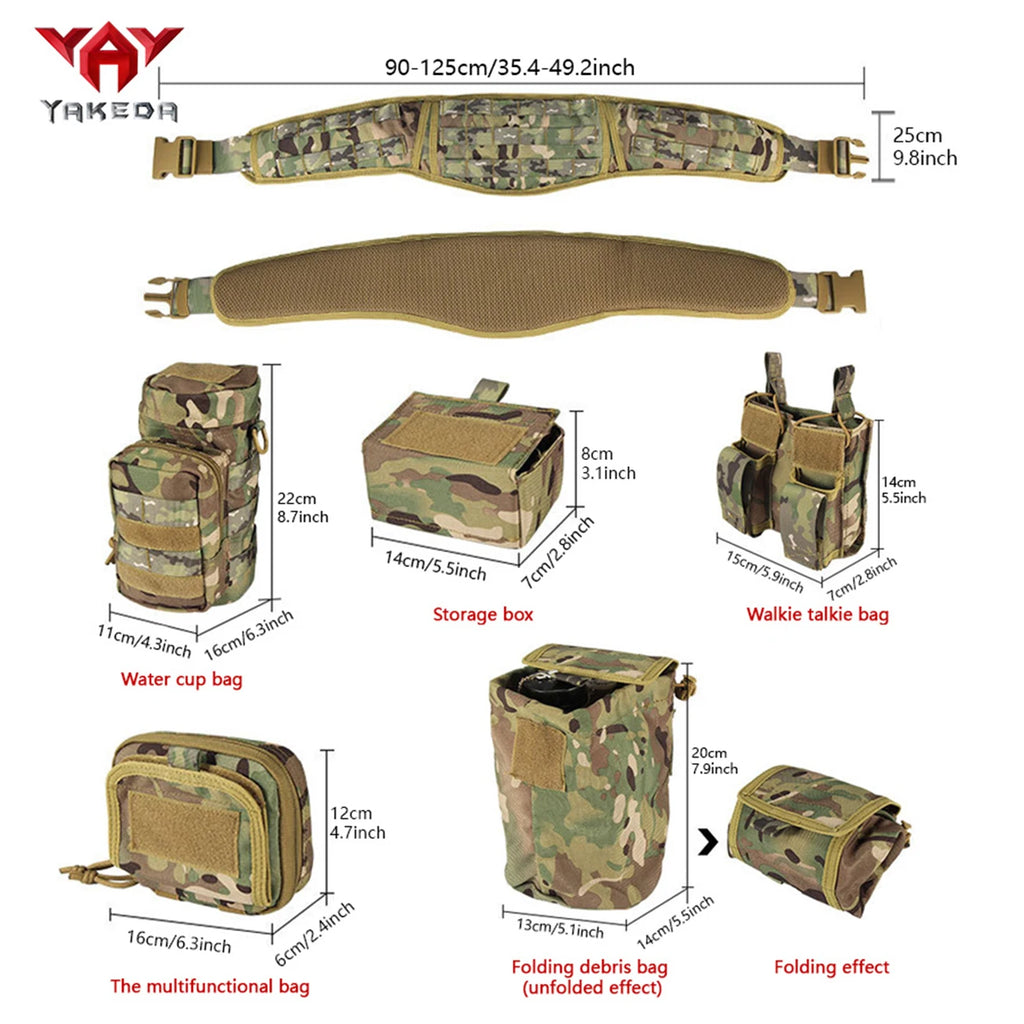 YAKEDA Modular Hunting Waist Cover Set with Adjustable Waist Belt and Multiple Storage Bags Suitable for Outdoor Hunting