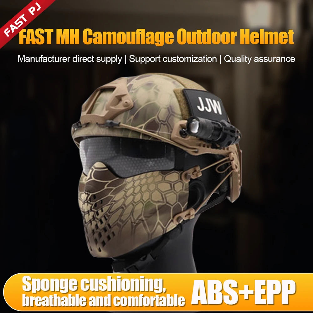 FAST MH All-Season Original Camo Tactical Helmet - ABS, Basic/Goggle Versions | Airsoft CS Field Gear, Civilian Protection