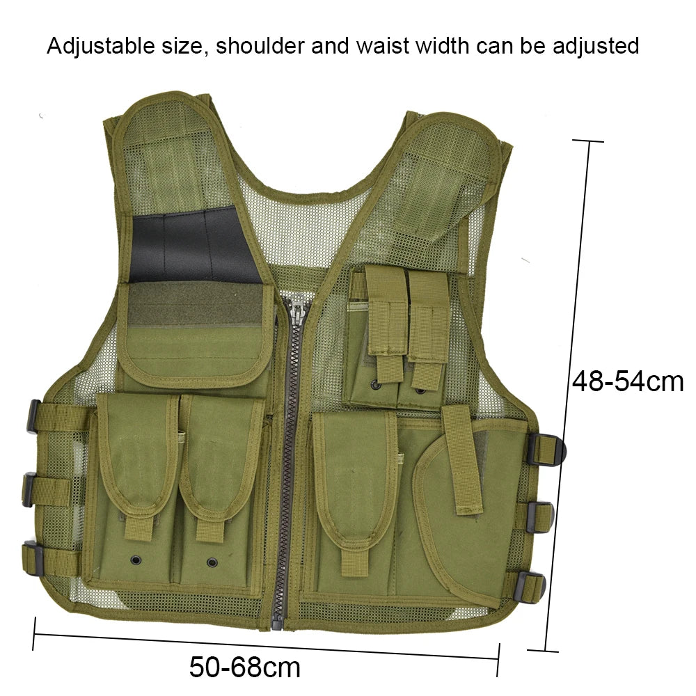 :Tactical Mesh Vest for Men and Women, Military Hunting Molle Vest, Fishing Quick Dry Jacket, with Multi-Pocket, Adjustable Size