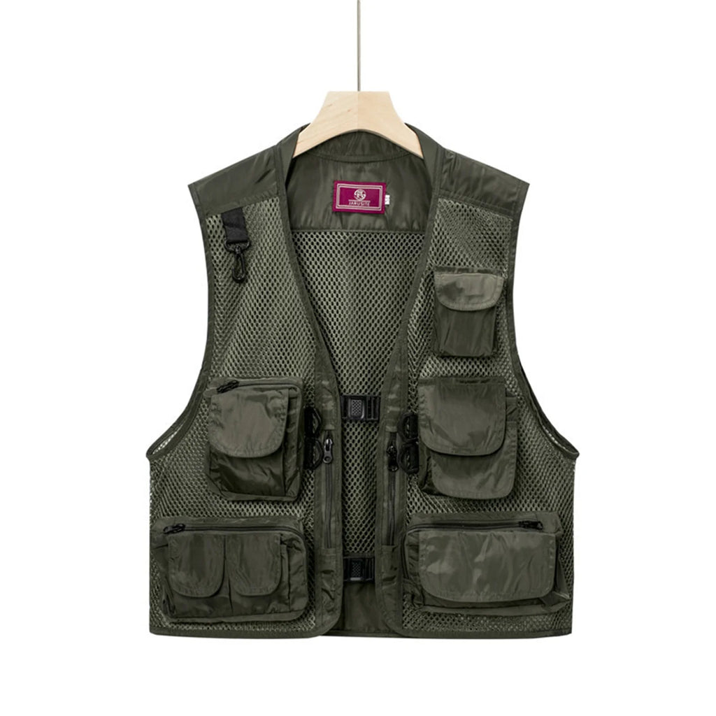 Summer Men's Camouflage Hunting Vest Tank Top Multiple Pockets Mesh Breathable Sleeveless Jacket Outdoor Fishing Waistcoat
