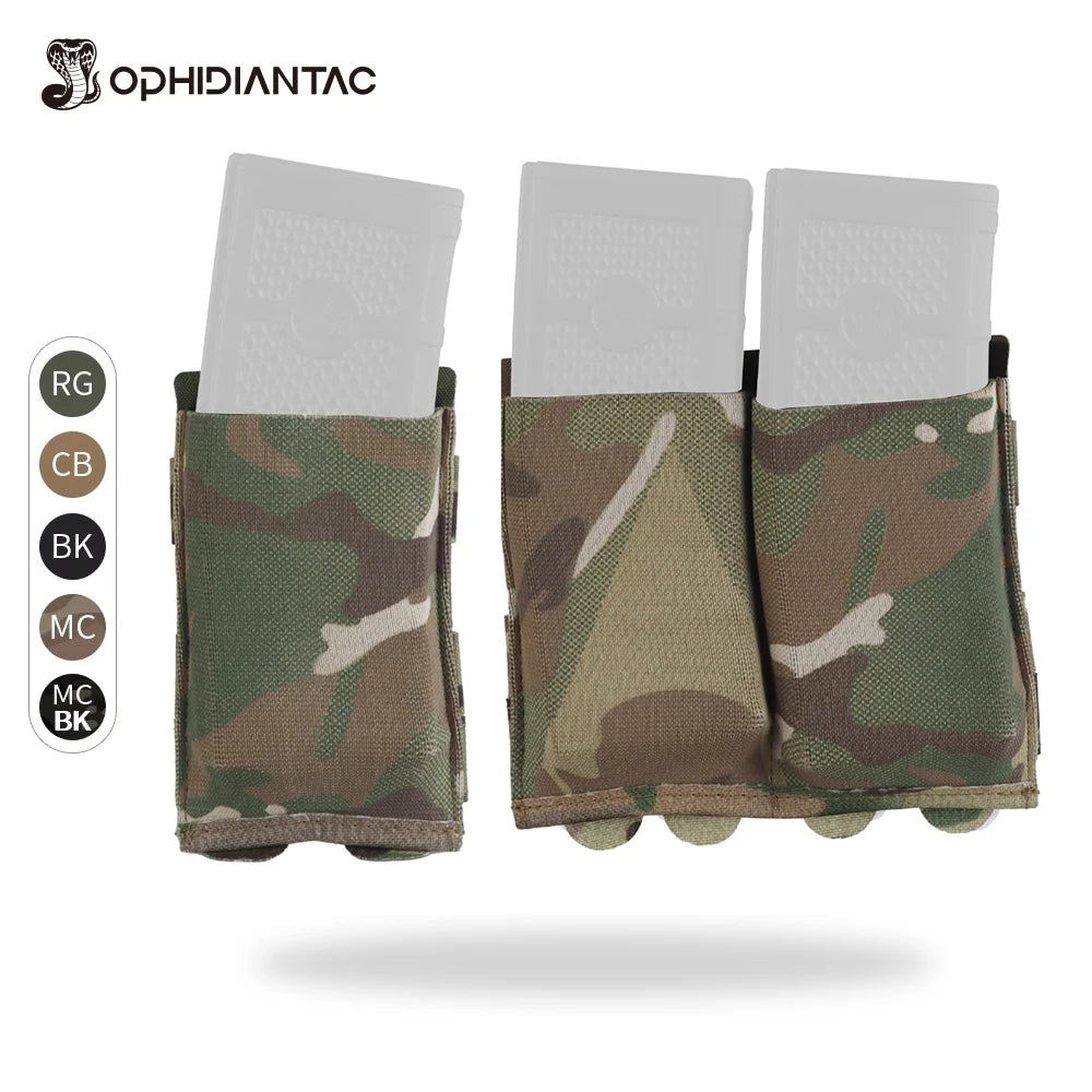 OPHIDIANTAC Single/Double/Three 5.56mm Caliber Magazine Holder - For Outdoor Tactical Hunting, MOLLE Construction