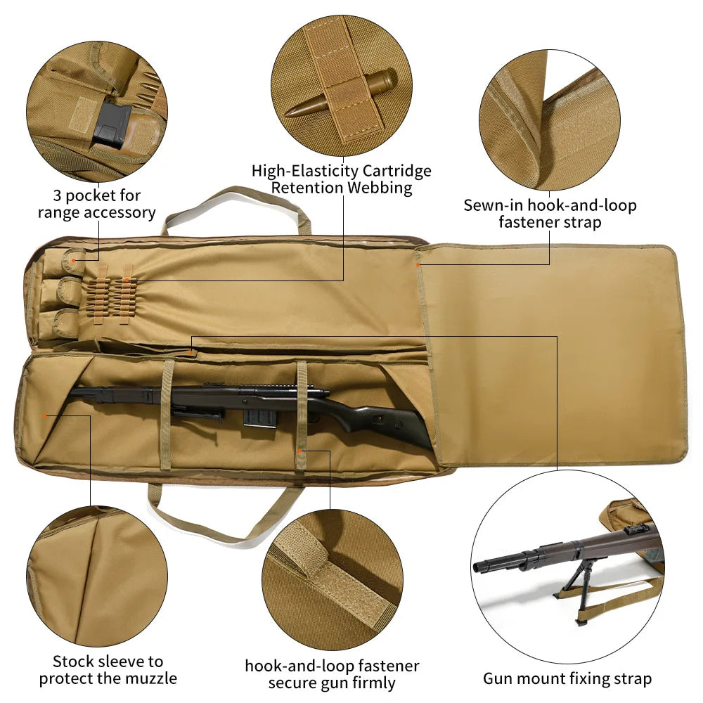 120cm Tactical Rifle Gun Bag Outdoor Shooting Mat Hunting Gun Storage Carry Bag Shoulder Backpack Portable Anti Slip Pad