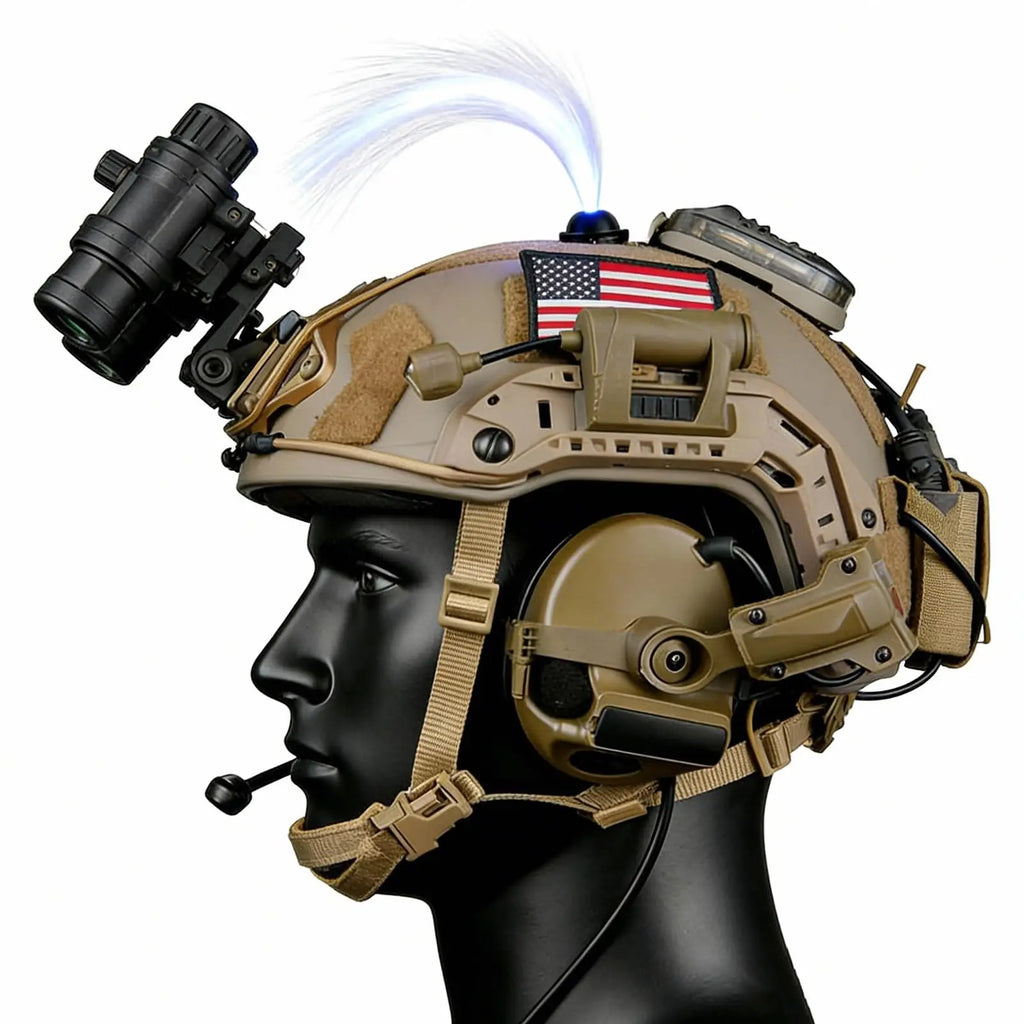 Tactical Helmet Set Military Airsoft Bump Helmet 9-in-1 Set with NVG Mode Communication Headset for CS Paintball Field Cosplay