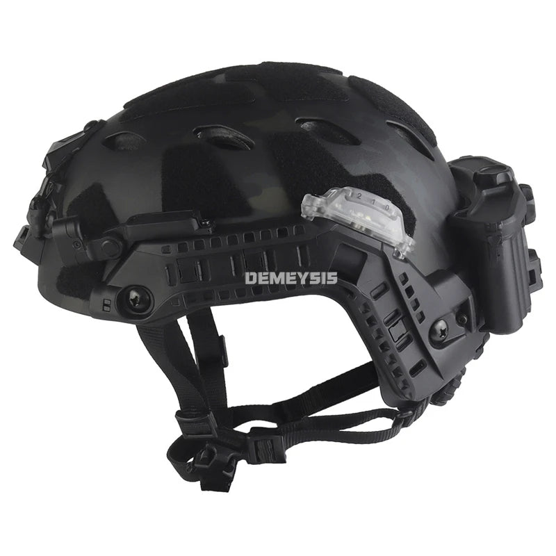 Tactical FAST SF Helmet Outdoor Hunting Shooting Airsoft Helmet Set Modular Integrated ARC Rail Battery Box with Signal Light