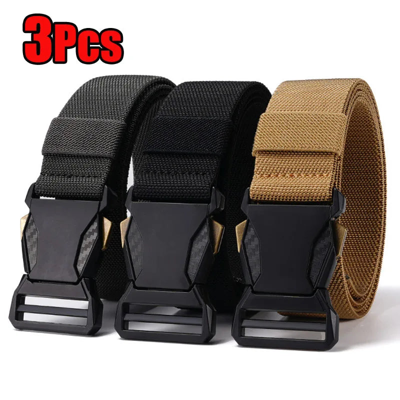 Canvas Tactical Belt Men's Automatic Buckle Quick Release Military Belt Casual Outdoor Training Workwear Pants Waist Belt