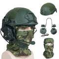 BOOIU Tactical Airsoft Helmet Set Adjustable Paintball Outdoor Hunting Shooting Protective Headset ABS Helmet with Mask Earphone