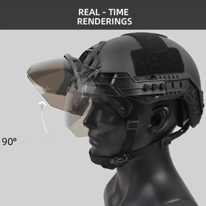 Adjustable Tactical Helmet Guide OP Goggles Detachable FAST MICH Helmet Anti Fog and Anti Riot OP CS Protective Goggles