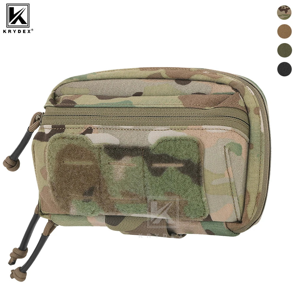 KRYDEX Tactical Admin Pouch MOLLE Utility Pouch Front Pocket with Chemlight Holder for Vest and Chest Rig Hunting Outdoor Bag