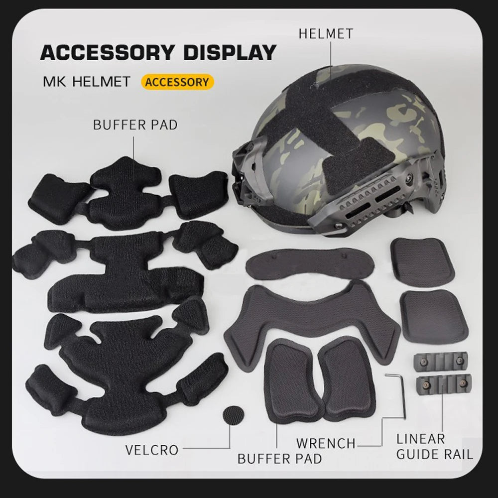 Multi-camo MK Helmet Tactical Hunting Airsoft Paintball CS Protective Helmet Motocross Cycling Sport Safy Helmet Cover Thicken