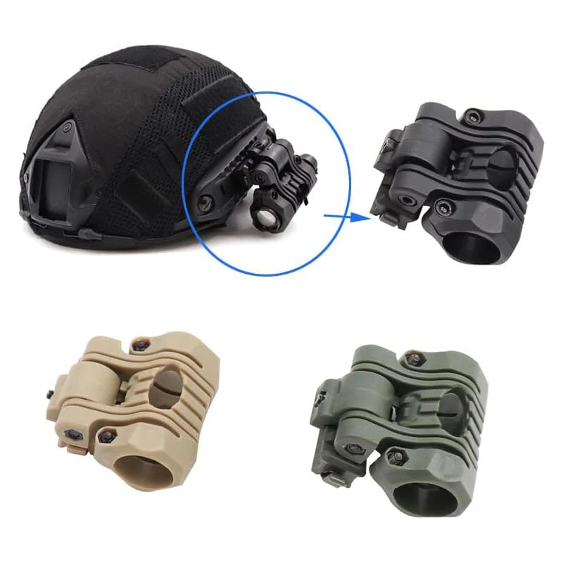 BOOIU 25mm Helmet Flashlight Holder Multi-Angle Plastic Light Clamp Mount Accessory