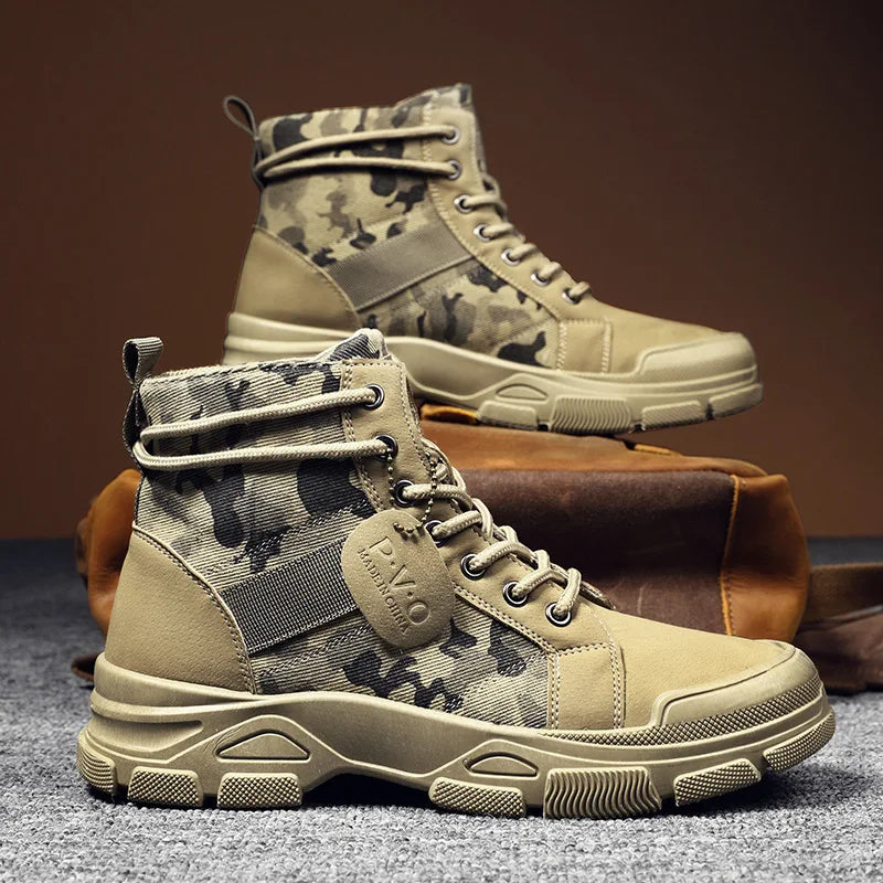 Autumn Winter Outdoot Booties Men Desert  Boots with Fur New Camouflage Fashion Casual  Boots Male Platform Shoes