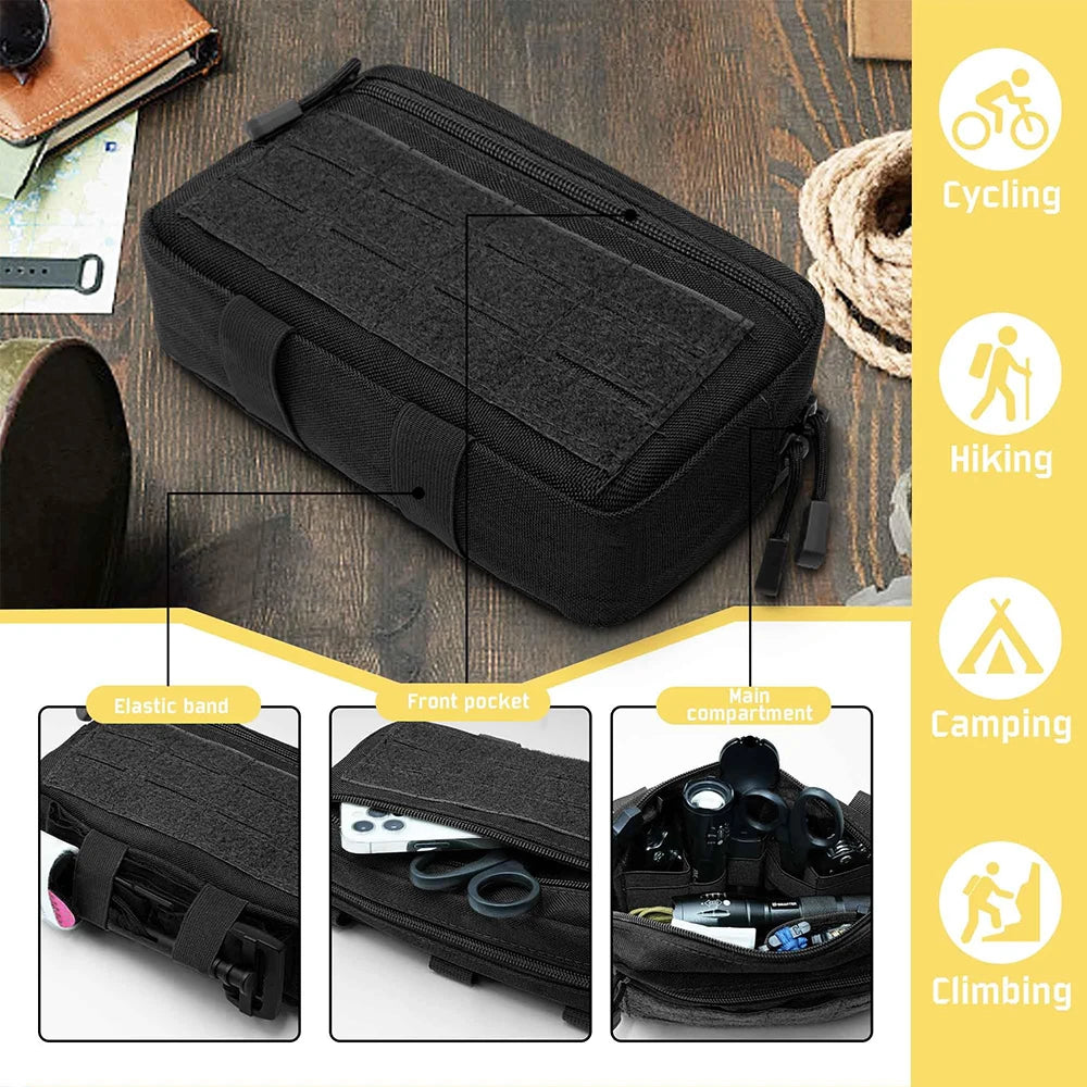 Tactical Molle Pouch Admin Pouch EDC Tool Bag First Aid Kit Pouch Phone Bag Waist Pack Emergency Utility Bag Hunting Camping Bag