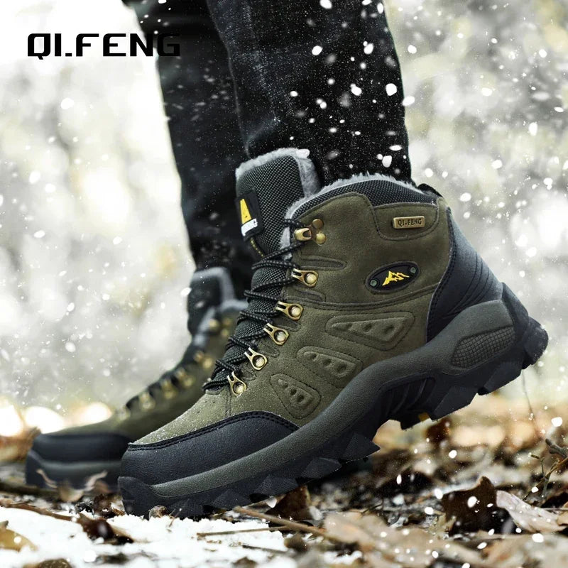 Winter Plush Warm Men's Boots Comfortable Non-slip Hiking Walking Boots Men's Outdoor Hunting Tactical Sports Men's Snow Boots