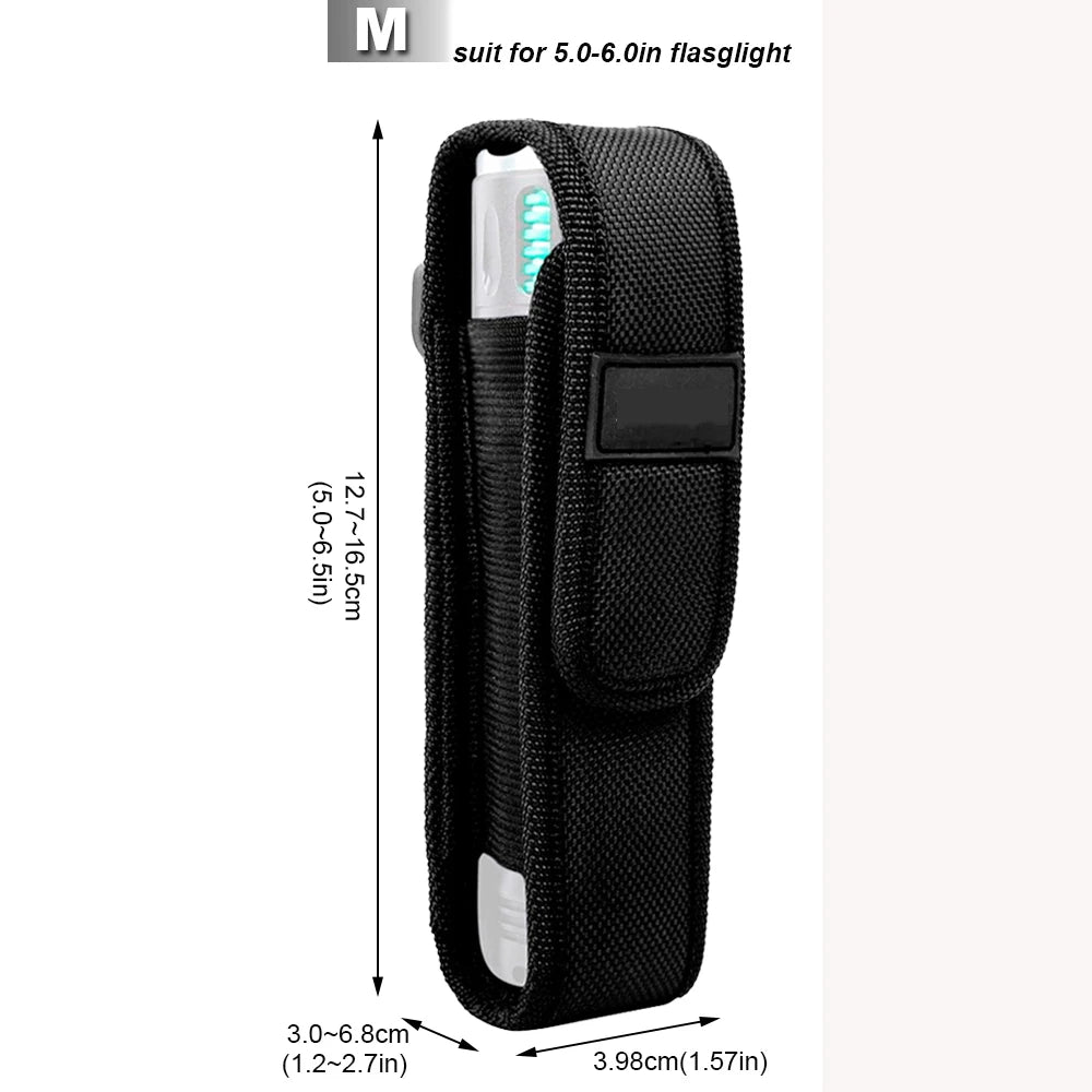 Tactical Flashlight Case TZ20 Molle Belt Flashlight Cover EDC Torch Pouch with Belt Clip Multitool Holder Hand Lamp Holster
