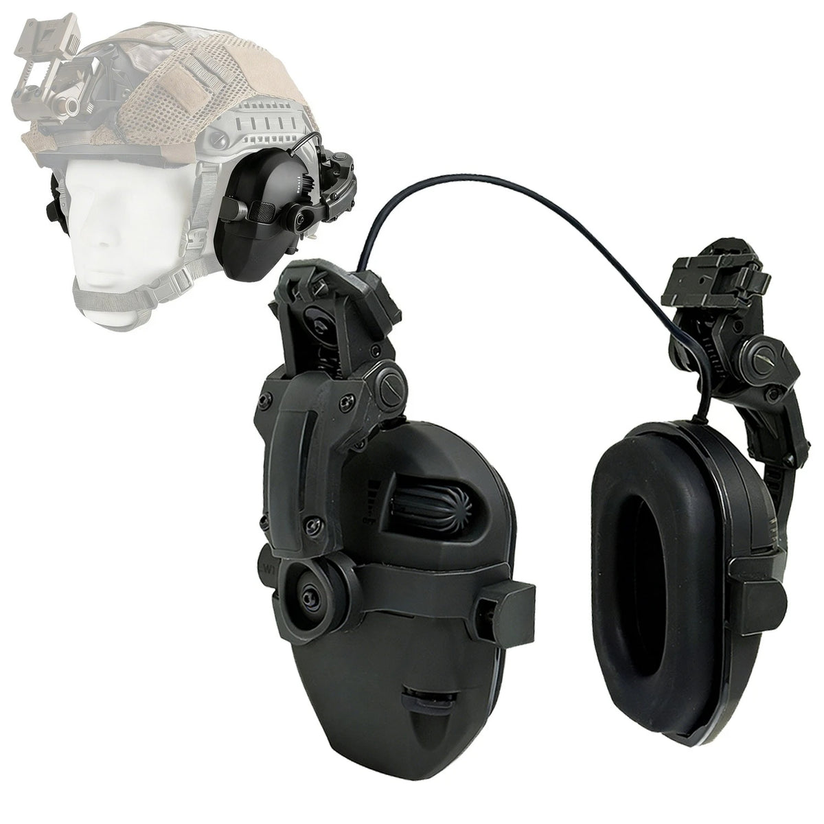 Helmet Mounted Tactical Earmuffs Electronic Active Noise Cancelling NRR 23dB Hearing Protection for Shooting Range
