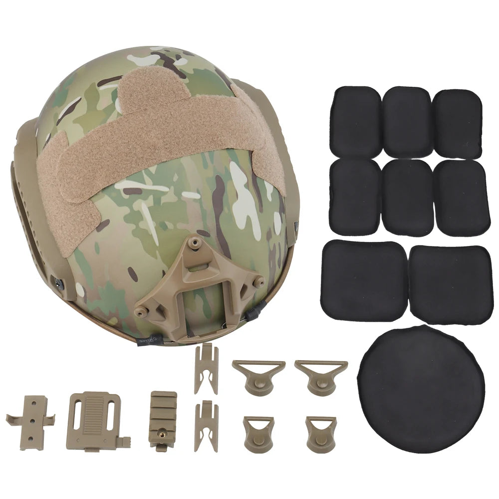 Tactical Helmet Camouflage FAST Airsoft Gear Paintball Head Protector with Night Vision Sport Camera Mount