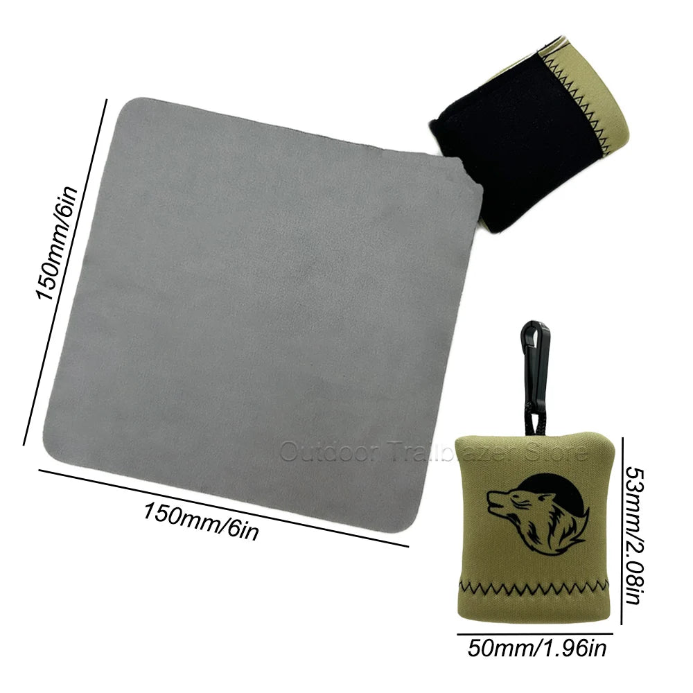 Tactical Ultra-Fine Fibers Cleaning Cloth Hanging One-piece Folding Storage Washable for Binoculars Scopes Glasses Screens