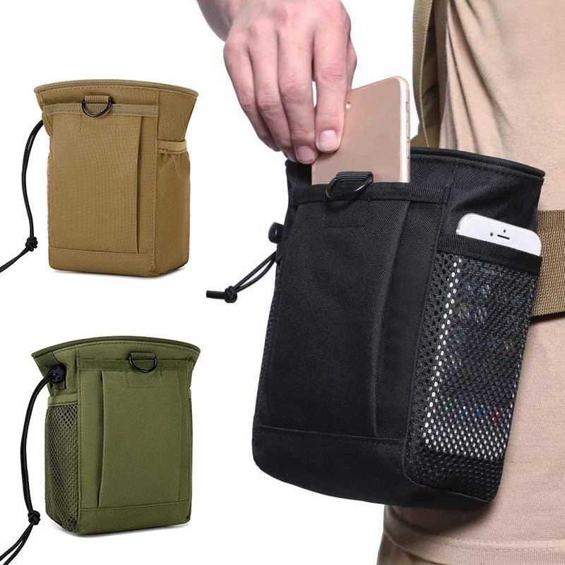 Tactical Camo Dump Pouch Molle Magazine Recovery Bag Drawstring Dump Bag Adjustable Attached Hip Holster Bag