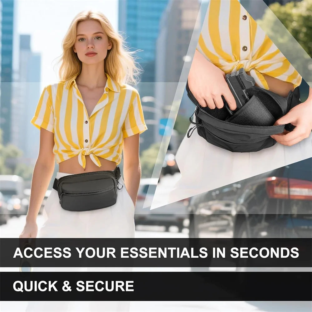 Concealed Carry Gun Bag Pistol Handgun Waist Holder Pouch Tactical EDC Fanny Pack with Gun Holster Universal Shoulder Gun Bag