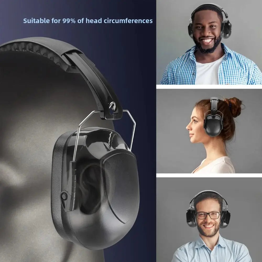 Heavy Duty ABS Soundproof Earmuffs Foldable Adjustable Noise Reduction Earmuffs Safety Comfortable Protective Headphones Study