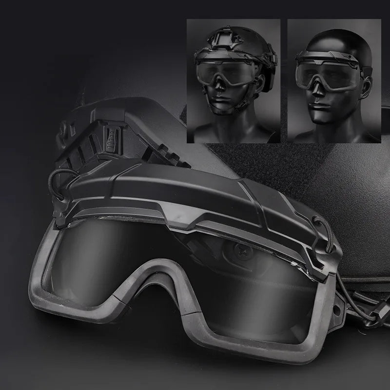 Tactical Helmet Set Fast Camouflage Protective Helmet With Four-Eye NVG Model Respirator Mask Signal Light for Field Cosplay