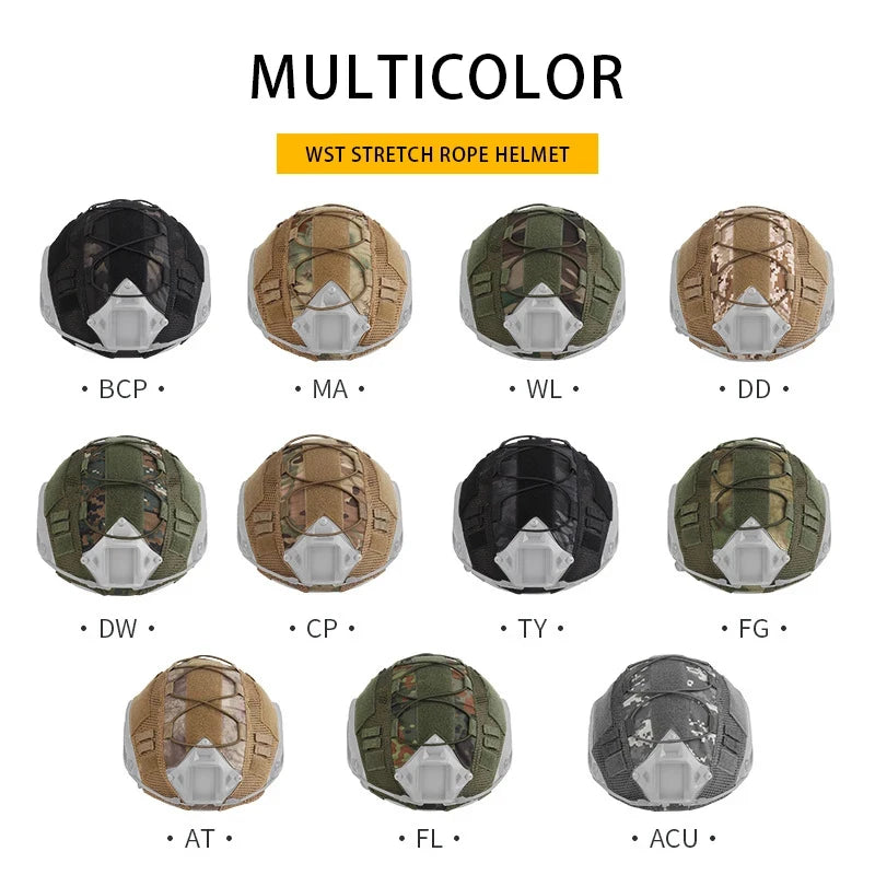 Tactical Helmet Cover for Fast MH PJ BJ OPS-Core Helmet Airsoft Paintball High-cut Helmet Cover camo with Elastic Cord