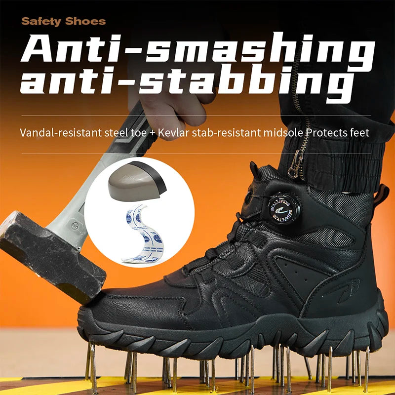 Size 47 48 Work Safety Boots Men Anti-smash Anti-puncture High Top Outdoor Safety Shoes Men Protective Steel toe Work Shoes