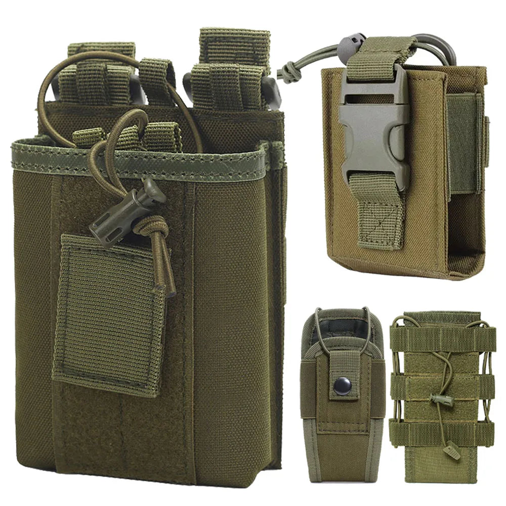 Tactical Molle Radio Walkie Talkie Pouch Outdoor Portable Radio Interphone Holster Carry Bag Adjustable Universal Radio Holder