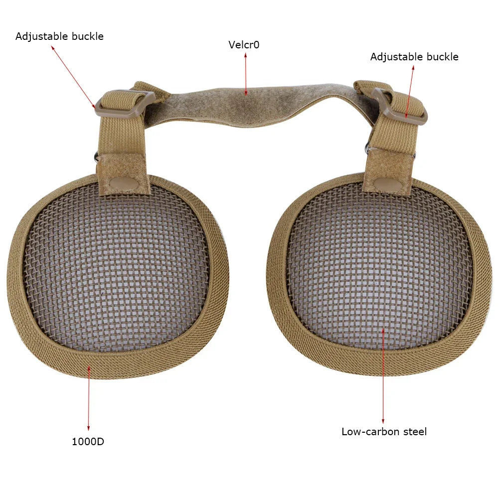 Tactical Steel Mesh Ear Protector Ear Muffs for Most Fast Helmets Outdoor Shooting Hunting Helmet Accessory