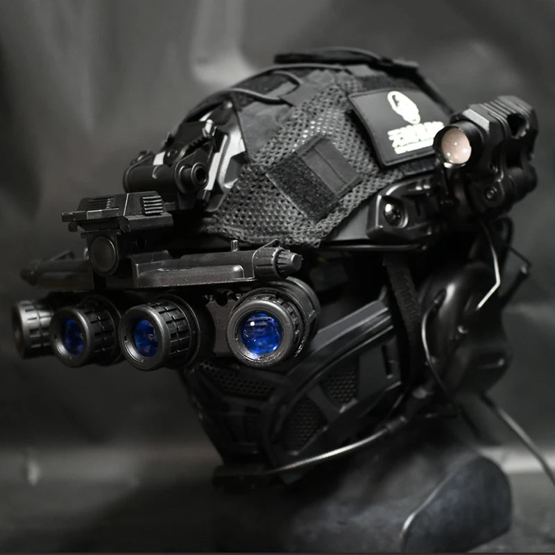 Fast Airsoft Helmet Set With Tactical Headset Night Vision Model Nvg Bracket Mask Flashlight Helmet Cloth Battery Pack Goggles