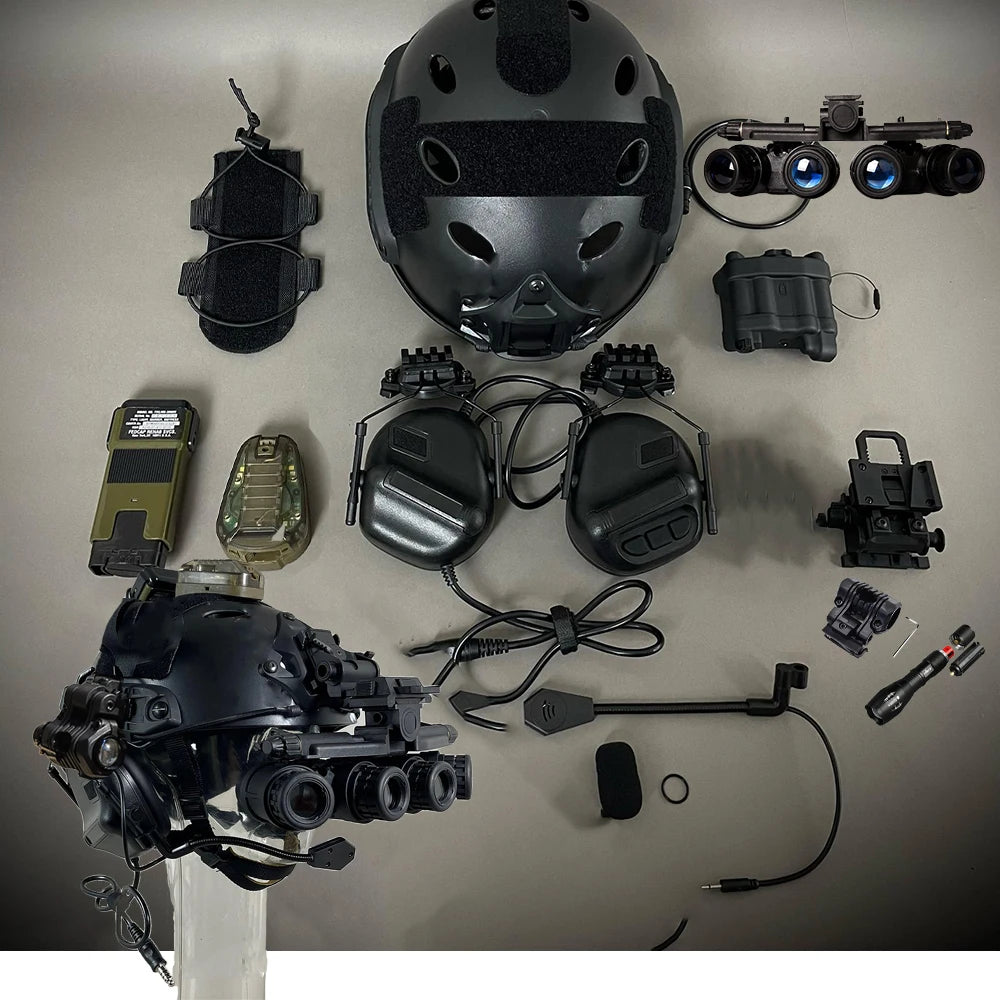 COD Ghost Tactical FAST Helmet Set with Headset Helmet Signal Light NVG Model Survival Light CS Airsoft Dummy Cosplay Equipment