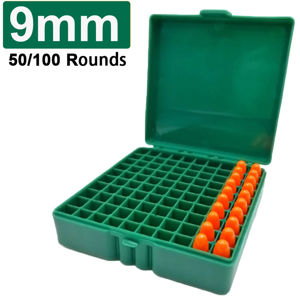 Tactical Bullet Box Ammo Case 9mm .223 5.56mm Pistol Rifle Ammo Carry Storage Box Flip-Top Hunting Bullet Case