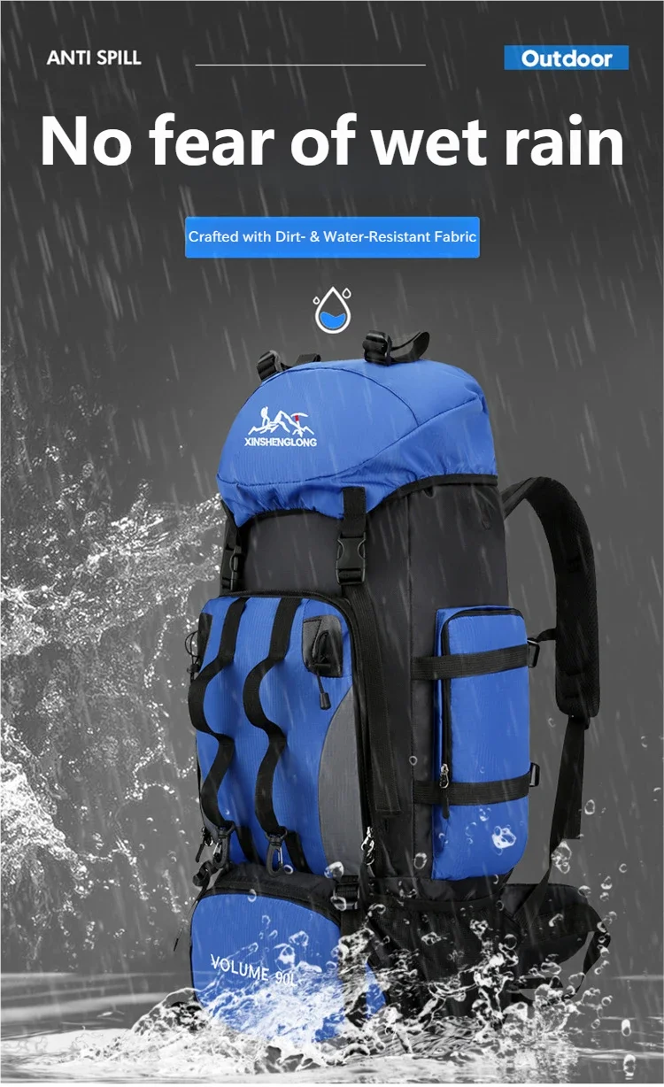 90L Waterproof Hiking Camping Backpack Trekking Bag Rucksack Large Capacity Travel Outdoor Sports Bags Camping Equipment Men