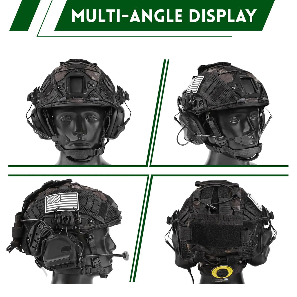 Delta Force: Hawk Ops Tactical Helmet Set for Vyron Role-Playing Airsoft Shooting Protective Equipment with Headset Mask 10-Pce