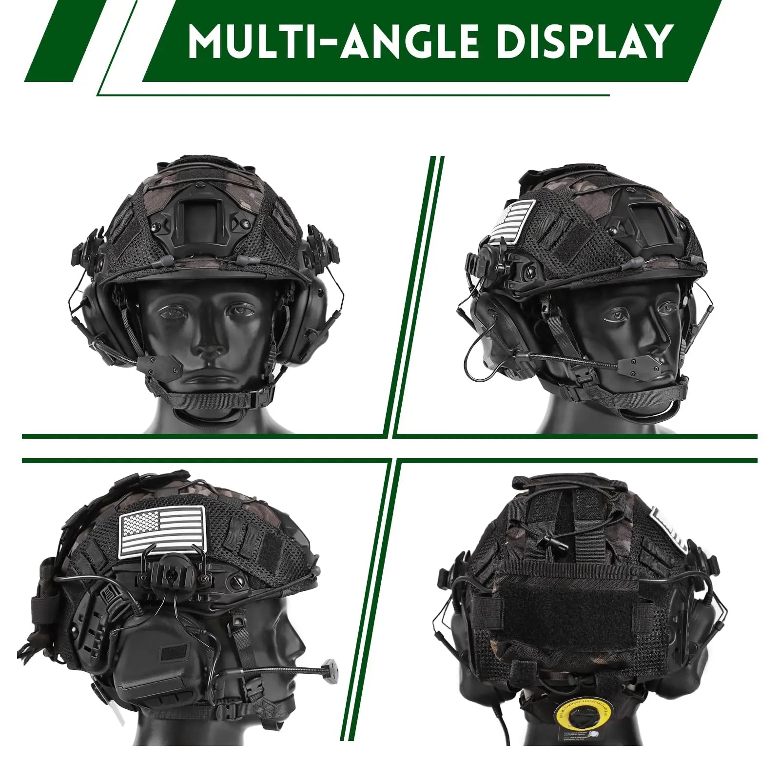 Delta Force: Hawk Ops Tactical Helmet Set for Vyron Role-Playing Airsoft Shooting Protective Equipment with Headset Mask 10-Pce