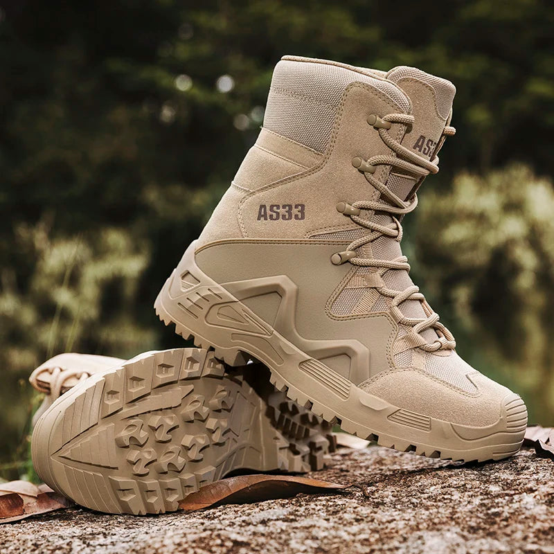 Men High-top Hiking Shoes Outdoor Shoes Non-Slip Casual Trekking Boots Hiking Boot Lace Up Hunting Tactical Trekking Sneakers