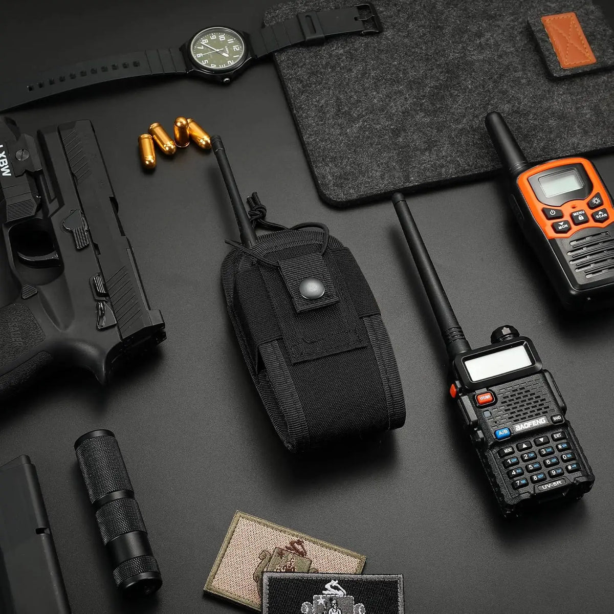 MOLLE Tactical Radio Pouch Heavy Duty Universal Walkie Talkie Holster Military Interphone Case for Police Firefighter Vest Gear