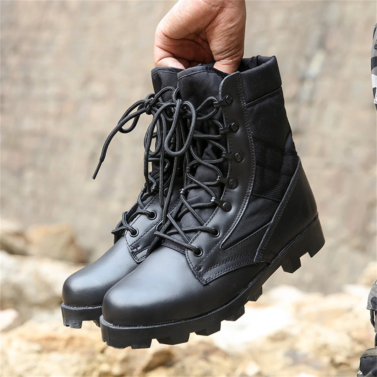 Camouflage Hunting Boots Men's High Top Breathable Tactical Shoes Outdoor Hiking Wear-Resistant Waterproof Mountaineering Boots