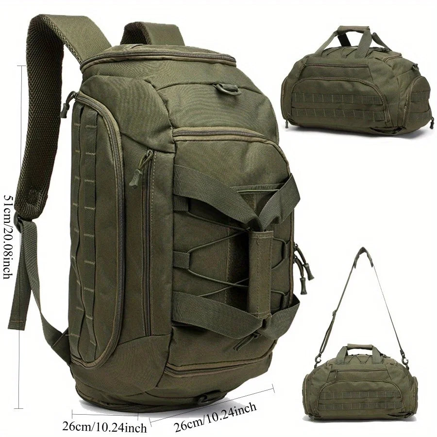 3-in-1 Tactical Gym Backpack with Shoe Compartment Convertible Duffel Sling Bag for Men Women Weekender Overnight Travel Bag