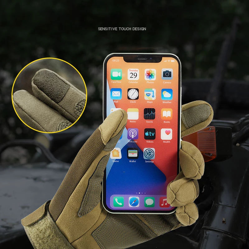Tactical Men's Gloves Motorcycle Hiking Knuckle Protection Cut Resistant Gloves Combat Cycling Touchscreen Full Finger Gloves