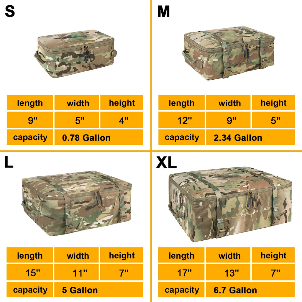 KRYDEX Tactical Travel Packing Organizer 70D Nylon Packing Cubes Waterproof Luggage Bags Outdoor Hiking Modular Pouch 4pcs Set